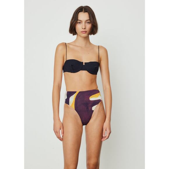 Ziah by St Agni 90s High Waist Joan Purple Camo Print Bikini Bottom Size 8 - Picture 4 of 10